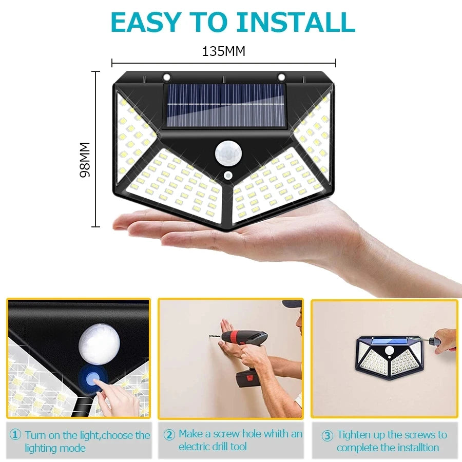 Waterproof Solar Sensor Wall Light with 100 LED
