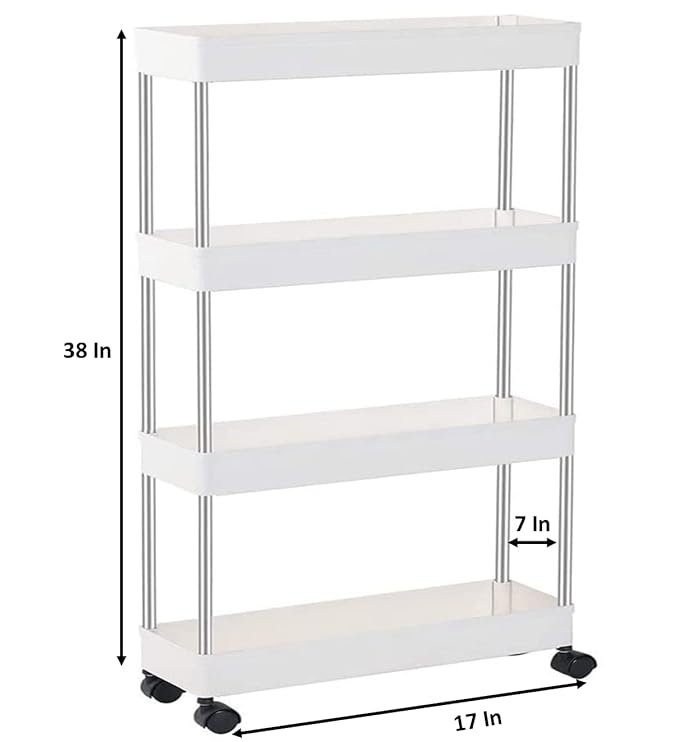 4 Layer Movable Storage Rack Space Saving Organizer with Wheel