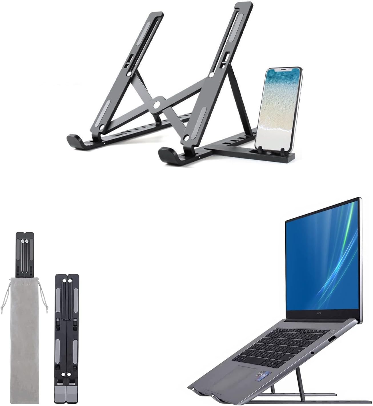 Laptop Stand, Foldable and Ventilated, 10 Levels Adjustment, Ergonomic Cooler Compatible
