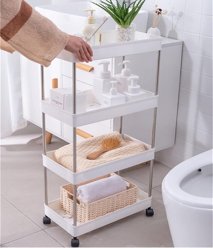 4 Layer Movable Storage Rack Space Saving Organizer with Wheel