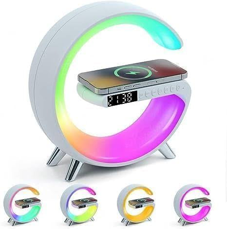 Multifunctional Wireless Charger Alarm Clock Speaker RGB Light Fast Charging Station for iPhone & Samsung