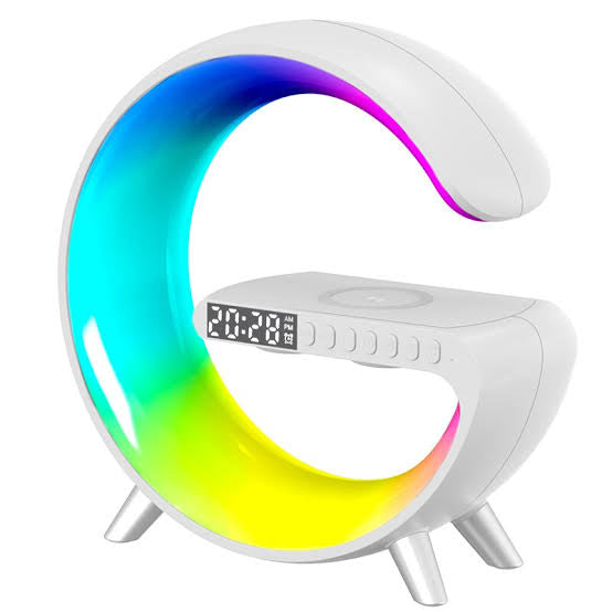 Multifunctional Wireless Charger Alarm Clock Speaker RGB Light Fast Charging Station for iPhone & Samsung