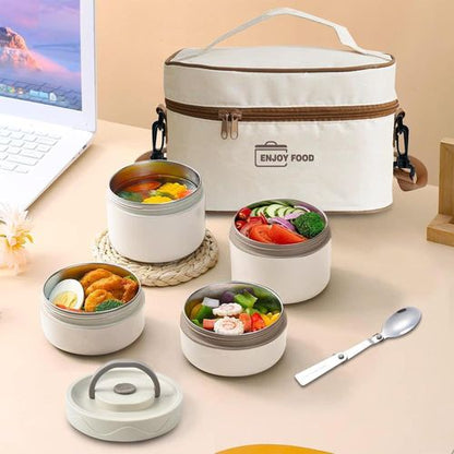 Portable Thermal Lunch Box with Bag (4 pcs Set)