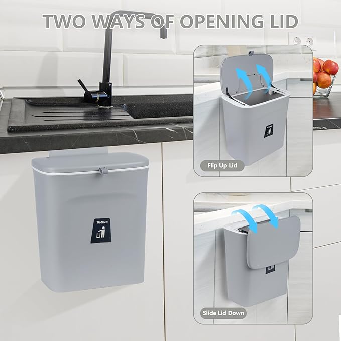 Hanging Trash Box with Lid for Kitchen, Dining or Bathroom