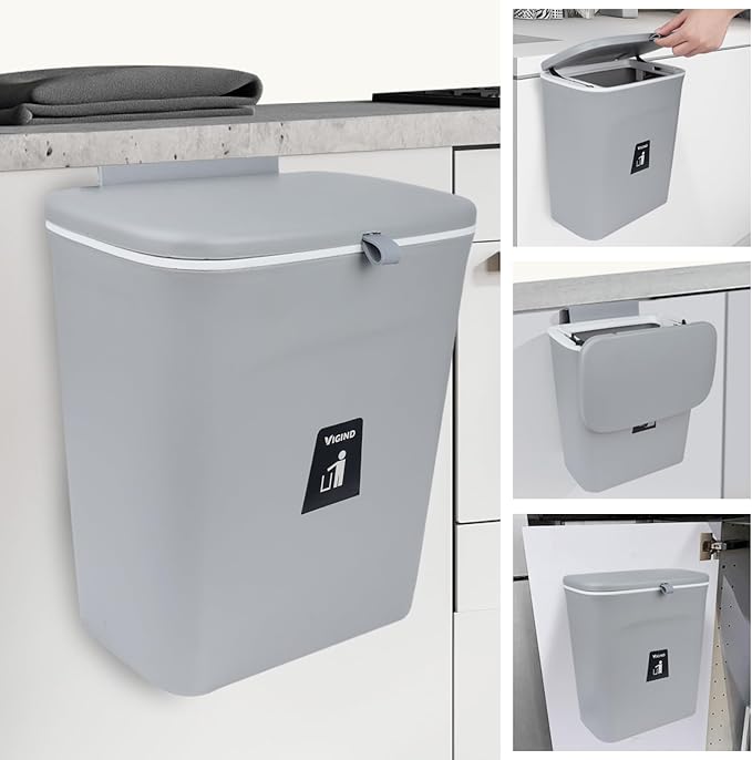 Hanging Trash Box with Lid for Kitchen, Dining or Bathroom