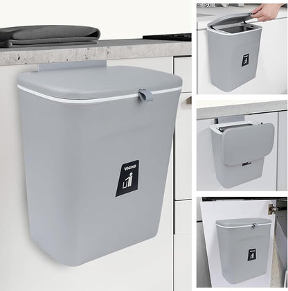 Hanging Trash Box with Lid for Kitchen, Dining or Bathroom