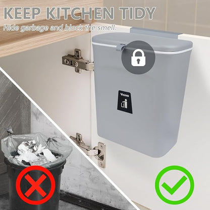 Hanging Trash Box with Lid for Kitchen, Dining or Bathroom
