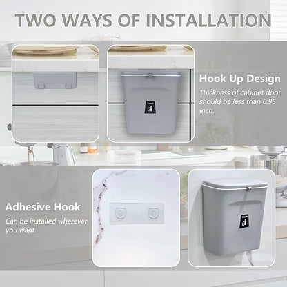 Hanging Trash Box with Lid for Kitchen, Dining or Bathroom