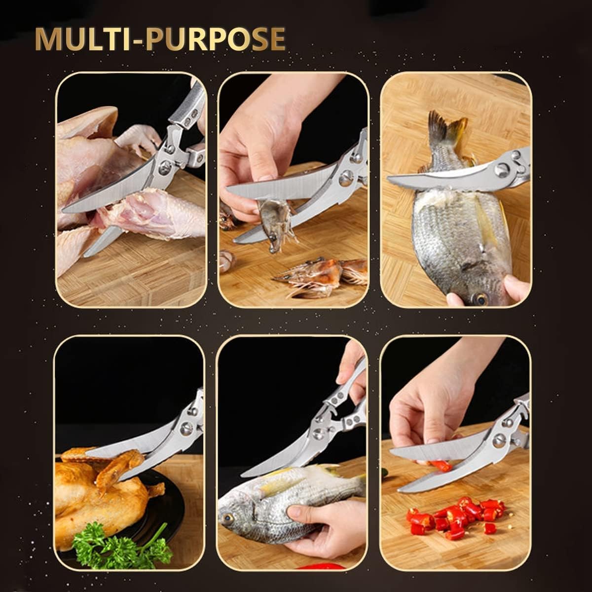 Kitchen Scissors for Bones, Poultry, Meat, Fish, Food, Seafood, Barbecue, Etc