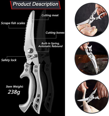 Kitchen Scissors for Bones, Poultry, Meat, Fish, Food, Seafood, Barbecue, Etc