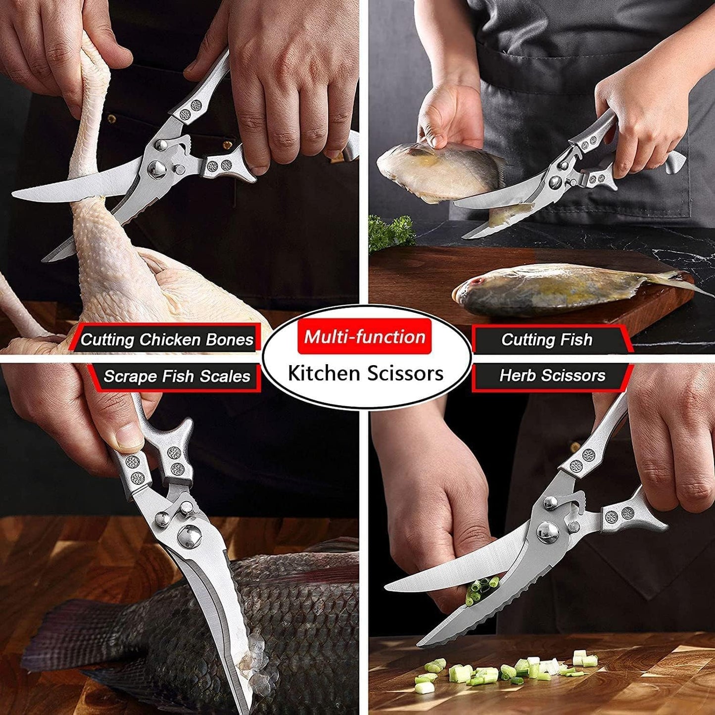 Kitchen Scissors for Bones, Poultry, Meat, Fish, Food, Seafood, Barbecue, Etc