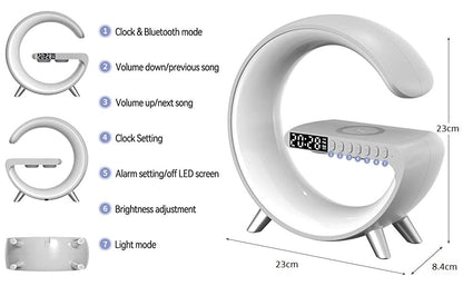 Multifunctional Wireless Charger Alarm Clock Speaker RGB Light Fast Charging Station for iPhone & Samsung