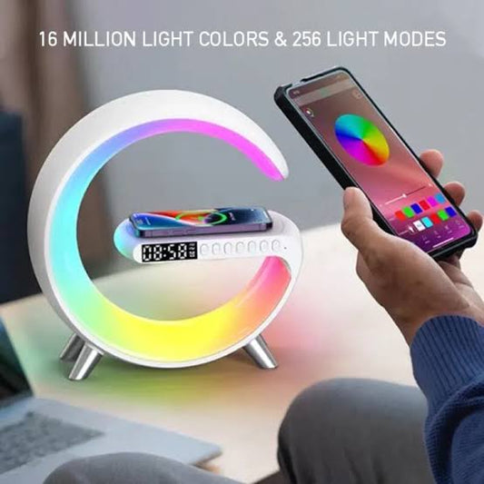 Multifunctional Wireless Charger Alarm Clock Speaker RGB Light Fast Charging Station for iPhone & Samsung