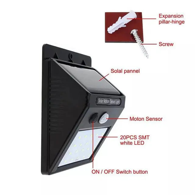 সোলার চার্জিং LED সেন্সর লাইট