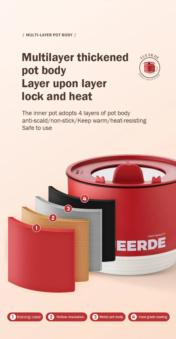 YUEERDE 1.8 Liter Electric Cooking Pot
